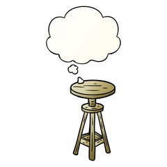 cartoon artist stool and thought bubble in smooth gradient style
