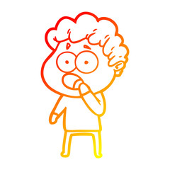 warm gradient line drawing cartoon man gasping in surprise