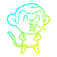 cold gradient line drawing crazy cartoon monkey