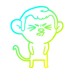 cold gradient line drawing cartoon annoyed monkey
