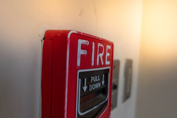 Emergency of Fire alarm system notifier or alert or bell warning equipment use when on fire for...