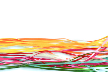 Multicolor satin and silk ribbons for creativity with a place for an inscription