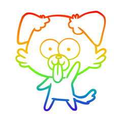 Obraz premium rainbow gradient line drawing cartoon dog with tongue sticking out