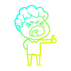 cold gradient line drawing cartoon furious man