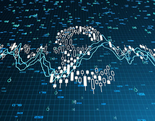 Financial stock market infographics, symbols made up of currencies,pound