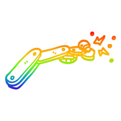 rainbow gradient line drawing cartoon robot arm