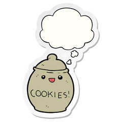 cute cartoon cookie jar and thought bubble as a printed sticker