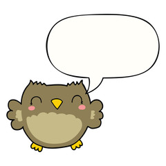 cute cartoon owl and speech bubble