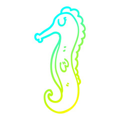 cold gradient line drawing cartoon sea horse