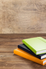 notebook or book at wooden table