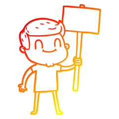 warm gradient line drawing cartoon friendly man