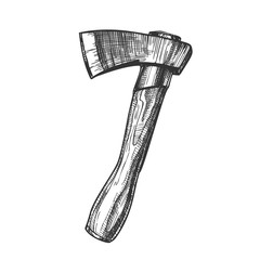 Wooden Cutting lumberjack Instrument Ax Vector. Ax Equipment For Chopping Forester And Firewood For Winter. Metallic Sharp Blade Head And Timbered Handle Designed In Vintage Style Cartoon Illustration