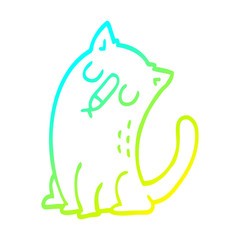 cold gradient line drawing cartoon funny cat