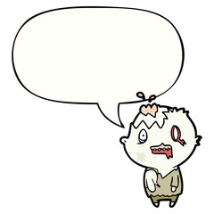 cartoon zombie and speech bubble