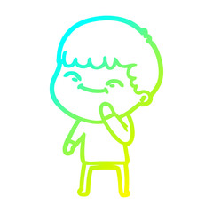 cold gradient line drawing cartoon happy boy