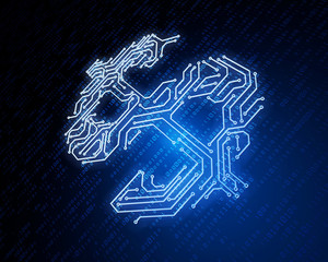 Circuit board consisting of currency symbols, financial electronics technology,dollar