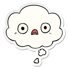 Obraz na płótnie Canvas cute cartoon face and thought bubble as a printed sticker