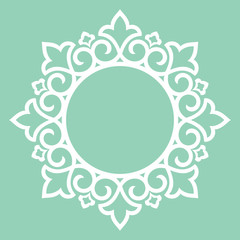 Decorative frame Elegant vector element for design in Eastern style, place for text. Floral blue border. Lace illustration for invitations and greeting cards