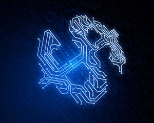 Circuit board consisting of currency symbols, financial electronics technology,dollar
