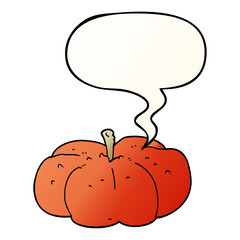 cartoon pumpkin and speech bubble in smooth gradient style
