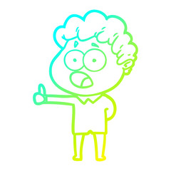 cold gradient line drawing cartoon man gasping in surprise