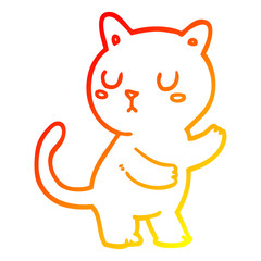 warm gradient line drawing cartoon cat
