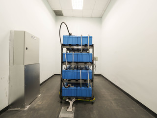 Battery room in power plant for back up emergency case with closed up high resolution 50M pixel...