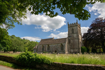 Fototapeta na wymiar The church of St James the Elder in Horton Gloucestershire, Cotswold Edge, United Kingdom. The church dates back to the 12th Century with later additions.
