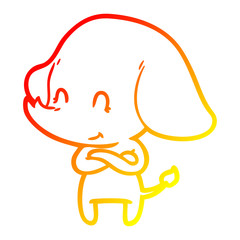 warm gradient line drawing cute cartoon elephant