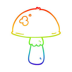 rainbow gradient line drawing cartoon mushroom