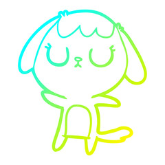 cold gradient line drawing cute cartoon dog