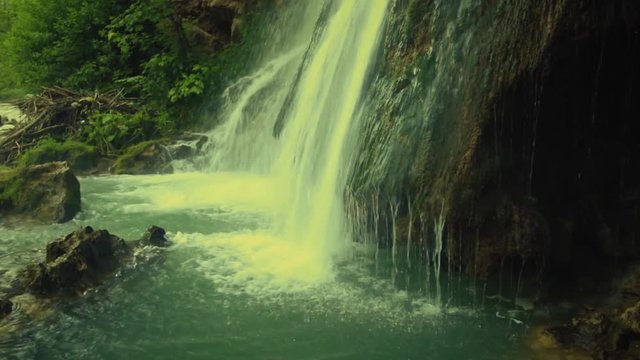 waterfall on mountain stream at Vadu Crisului, Romania