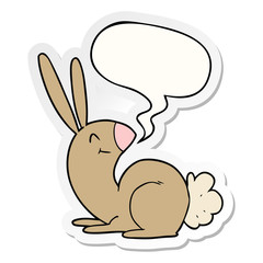 cute cartoon rabbit and speech bubble sticker