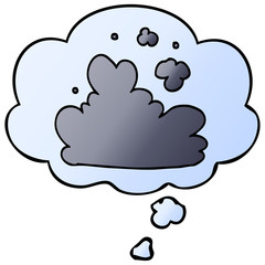 cartoon cloud and thought bubble in smooth gradient style