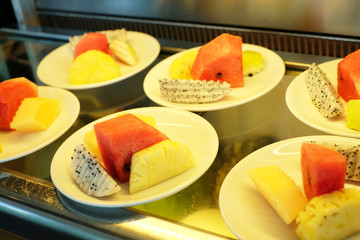 fruits on the plate at the hotel
