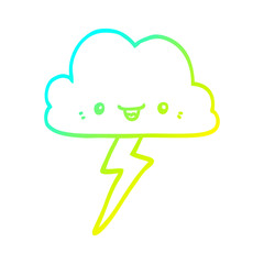 cold gradient line drawing cartoon storm cloud