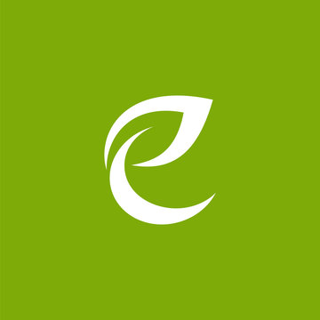 e leaf logo monogram flat