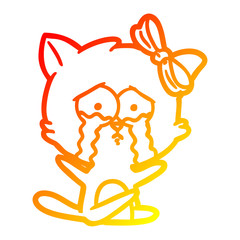 warm gradient line drawing cartoon cat
