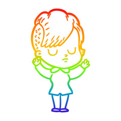 rainbow gradient line drawing cartoon woman