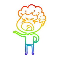 rainbow gradient line drawing cartoon furious man