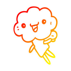 warm gradient line drawing cartoon cloud head creature