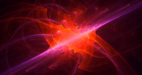 3D rendering abstract red fractal light background