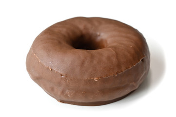 Chocolate donut on white background - isolated