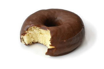 Chocolate donut on white background - isolated