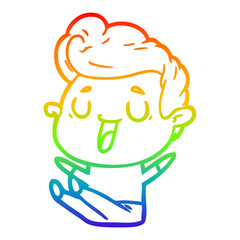 rainbow gradient line drawing happy cartoon man