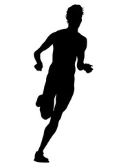 Woman athletes on running race on white background