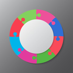 Eight pieces jigsaw puzzle circles diagram graphic