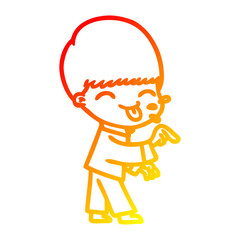 warm gradient line drawing cartoon boy