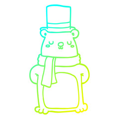 cold gradient line drawing cartoon bear