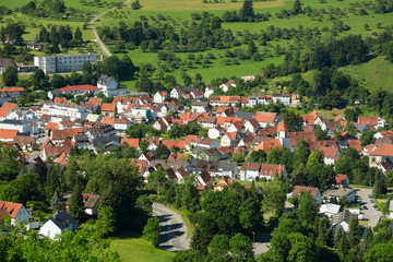 Fototapeta na wymiar Zentrum vom Ortsteil Truchtelfingen der Stadt Albstadt-Tailfingen